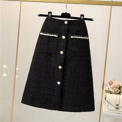 Dorothea - Tweed A-Line Skirt with High Waist