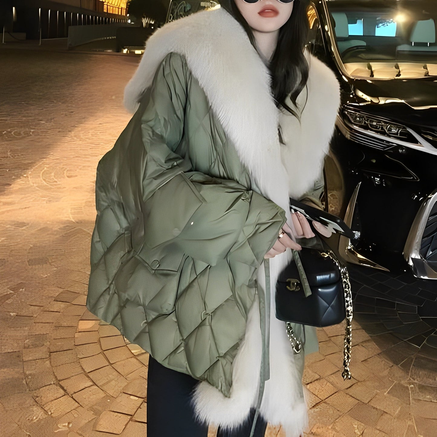 Marjorie - Modern Down Jacket with Fur Collar for Women