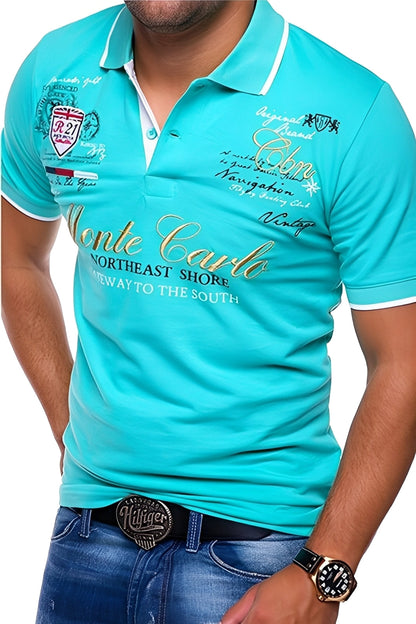 Brent - Luźna koszulka polo z nadrukiem dla mężczyzn