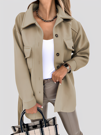 Tiffanie - Modern, lightweight wool cardigan with lapel collar for women