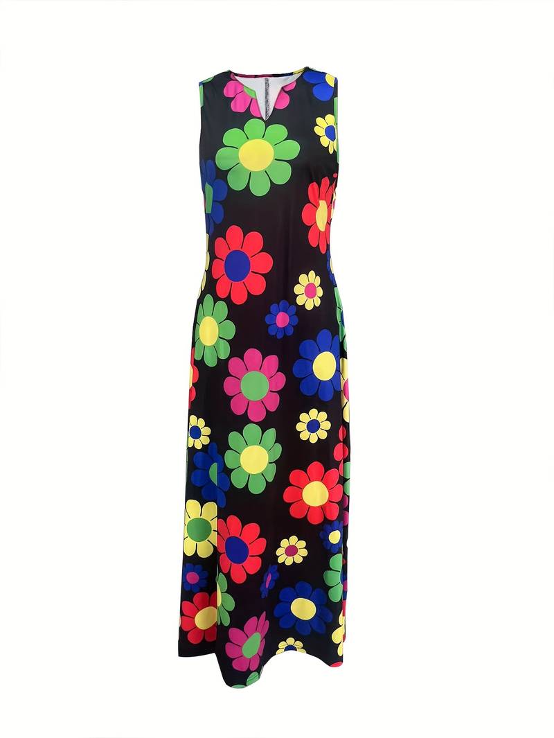 Grace - V-Neck Dress with Floral Design