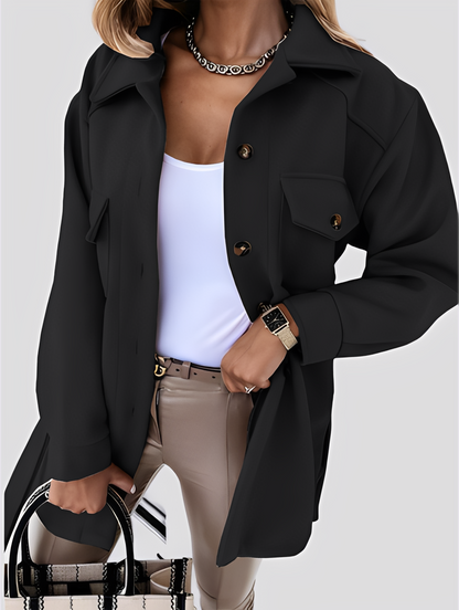 Tiffanie - Modern, lightweight wool cardigan with lapel collar for women