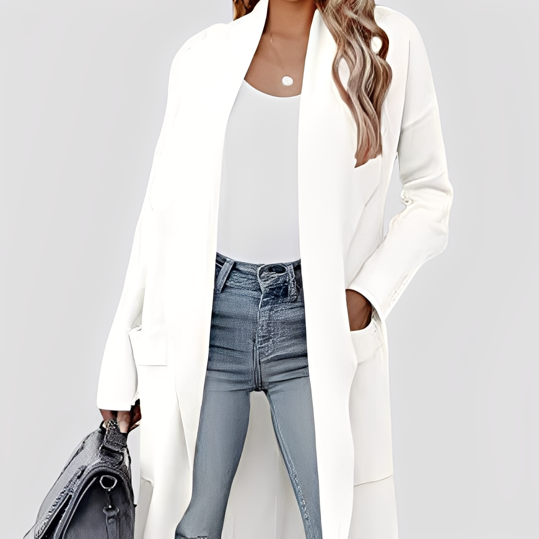 Chantal - Χαλαρό μακρύ τουίντ πλεκτό ζακέτα για γυναίκες