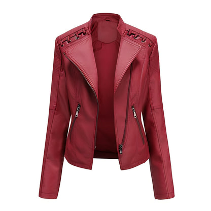 Narelle - Stylish, slim short leather jacket for women