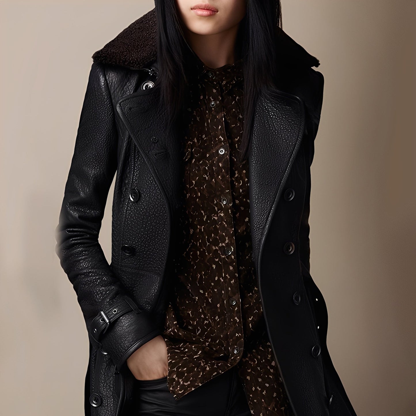 Rachael - Modern Leather Cloak for Women