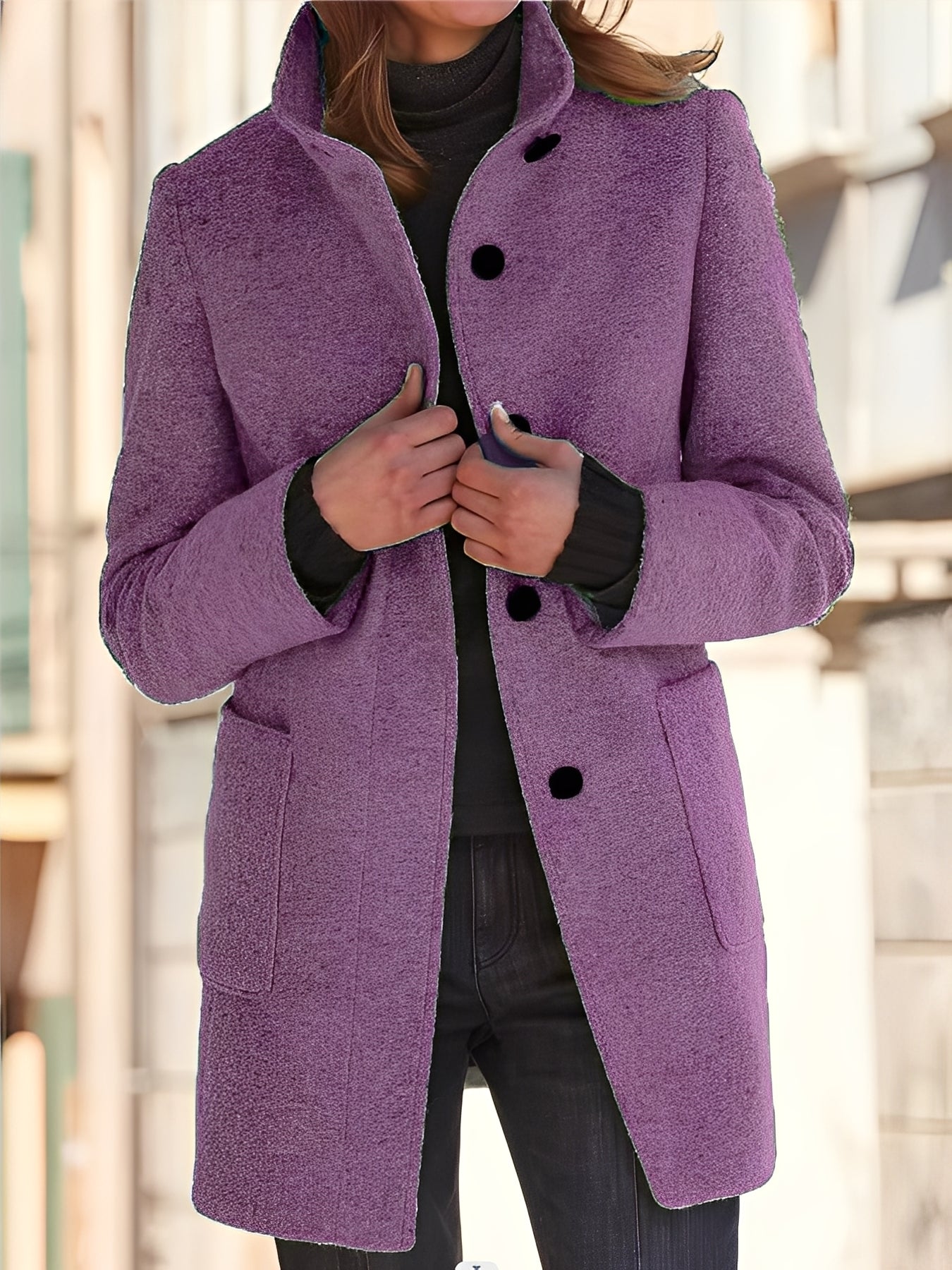 Michele - Windproof Wool Coat for Women