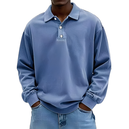 Chris - Klasyczna gruba koszulka z długim rękawem dla mężczyzn