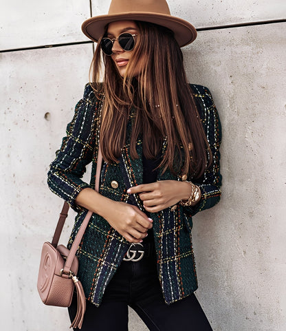 Cheri - Στιλάτος, στενά κομμένος σακάκι με καρό για γυναίκες