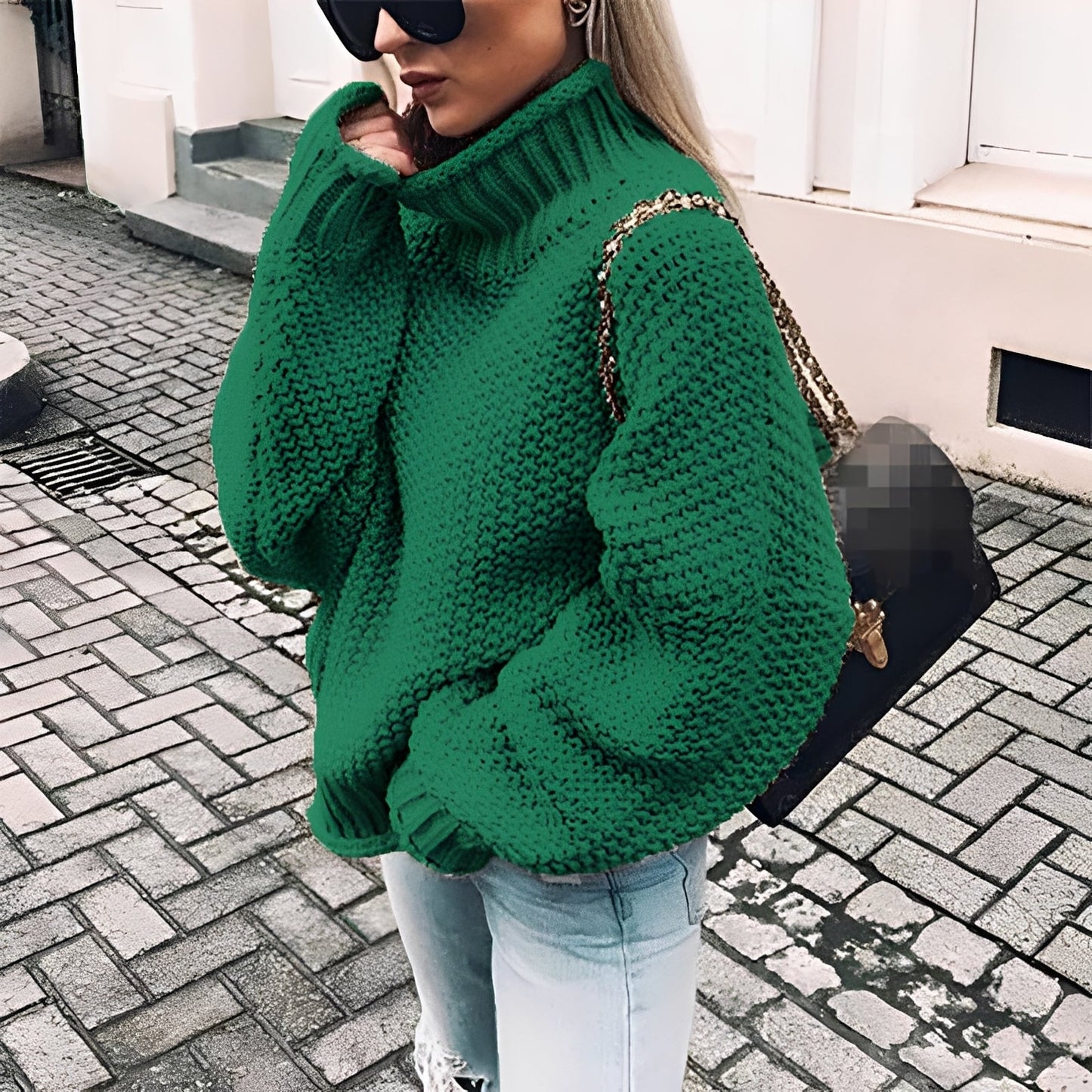 Paulina - Καθημερινός ζιβάγκο πουλόβερ από παχύ πλέξιμο για γυναίκες