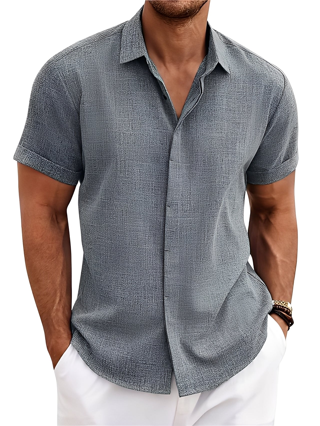 Caelum - Chemise à manches courtes simple et décontractée pour hommes