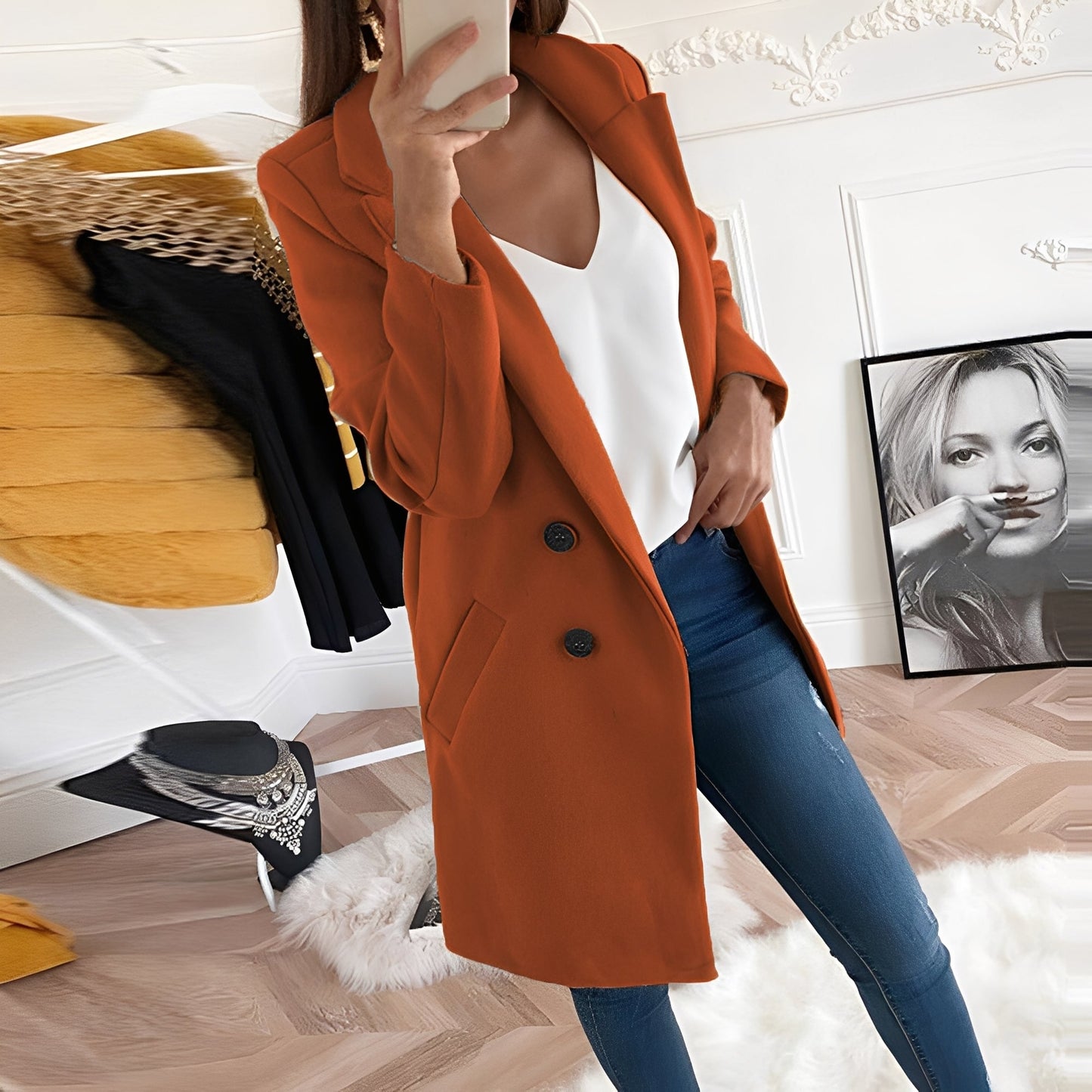 Nichole - Elegant and warm long coat for women