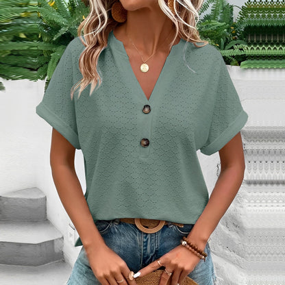 Jennifer - Stylish Short-Sleeve Top with Buttons for Women