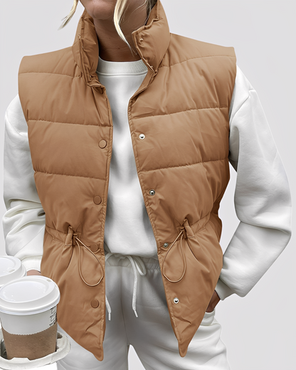 Aimee - Relaxed, quilted single-button vest for women