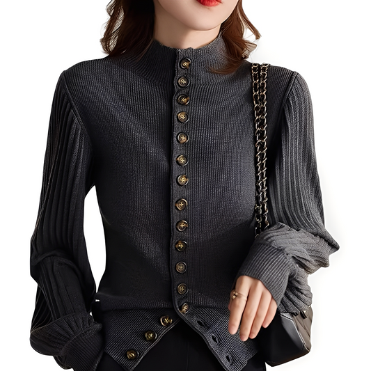 Adelyn - Καθημερινό Πλεκτό Μπλούζα με Φανάρια Μανίκια για Γυναίκες