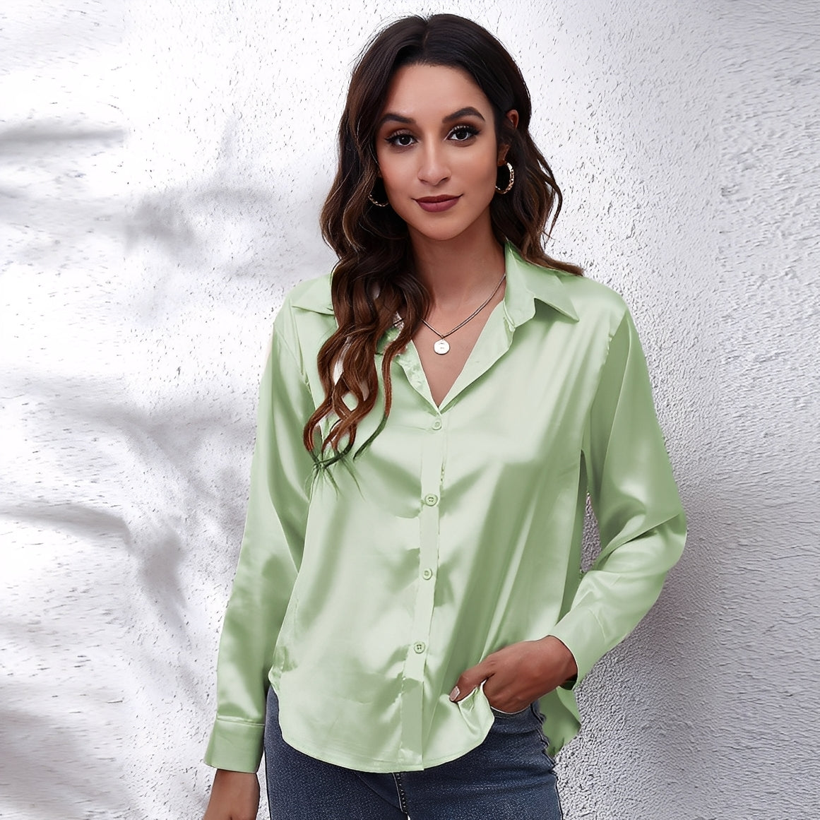 Haylee - Relaxed Long-Sleeve Silk Shirt for Women