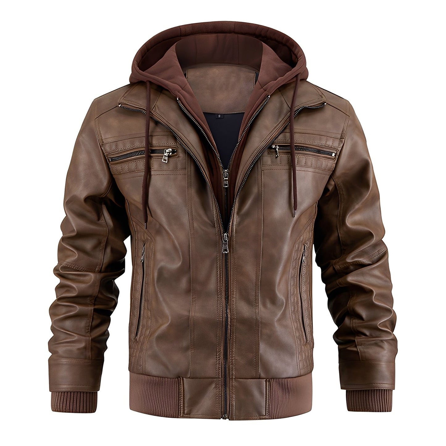 Morley - Veste en cuir classique avec capuche pour hommes