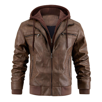 Morley - Veste en cuir classique avec capuche pour hommes