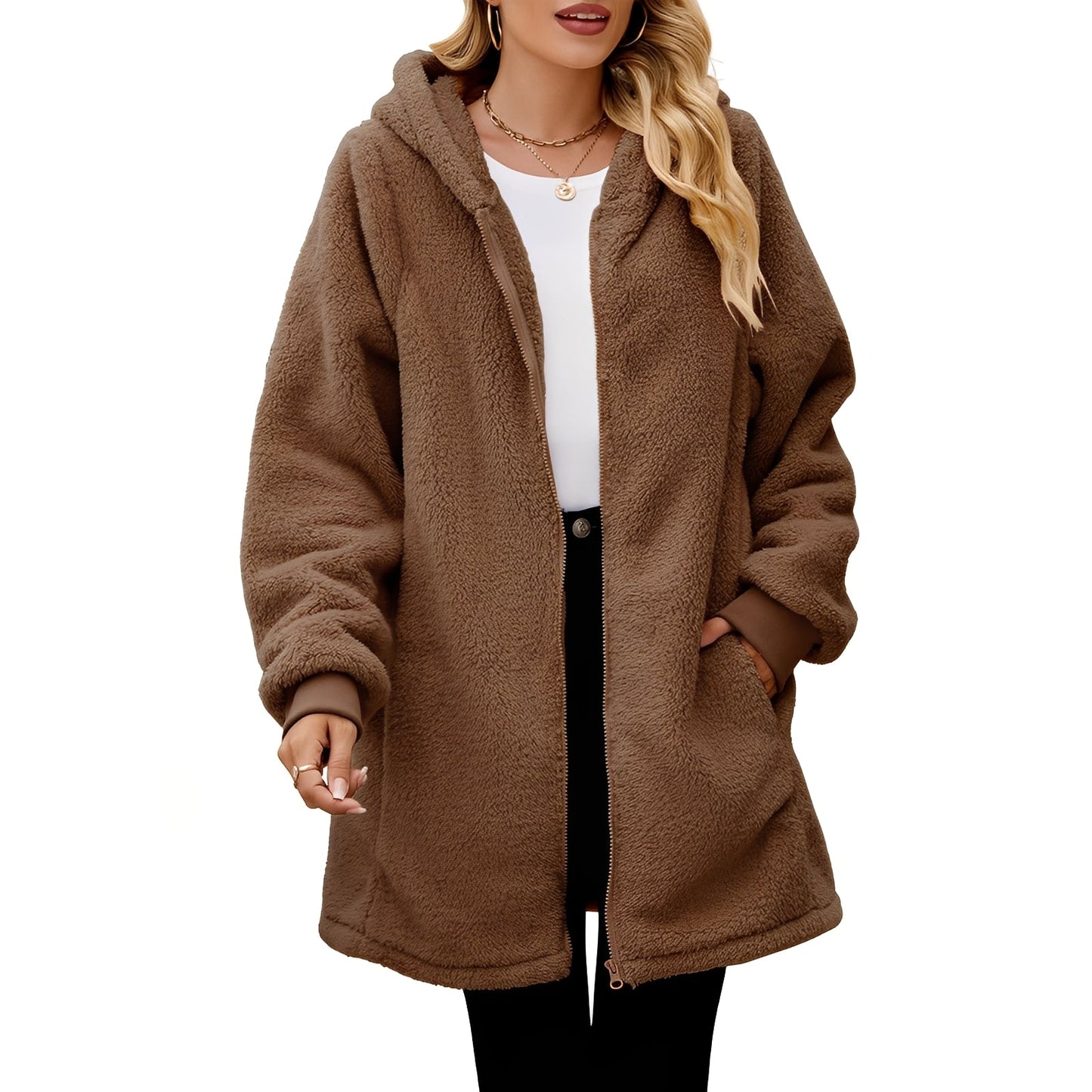 Bernadine - Relaxed cut fleece with hood for women