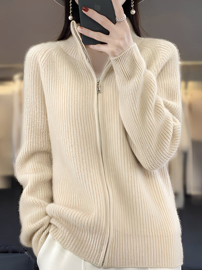 Brylee - nowoczesny wełniany sweter rozpinany dla kobiet