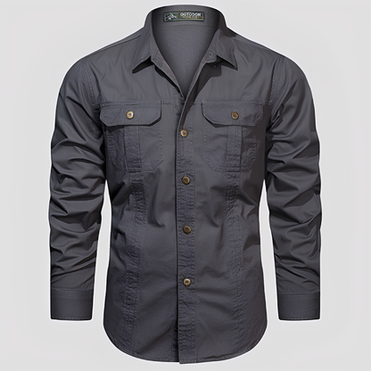 Ranulph - Luźna koszula cargo z długim rękawem dla mężczyzn