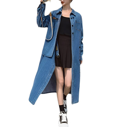 Christabel - Long retro denim dress with pockets for women