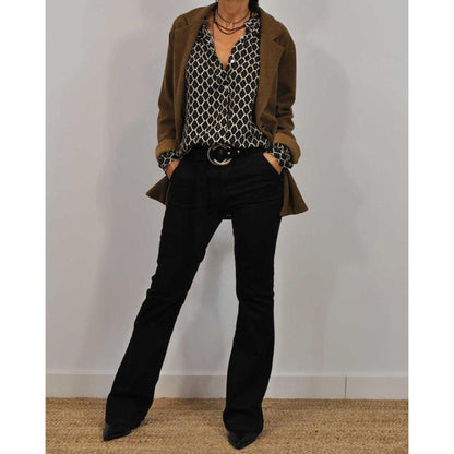 Meriva - Χαλαρή Μπλούζα με V-Λαιμόκοψη και Κουμπιά για Γυναίκες