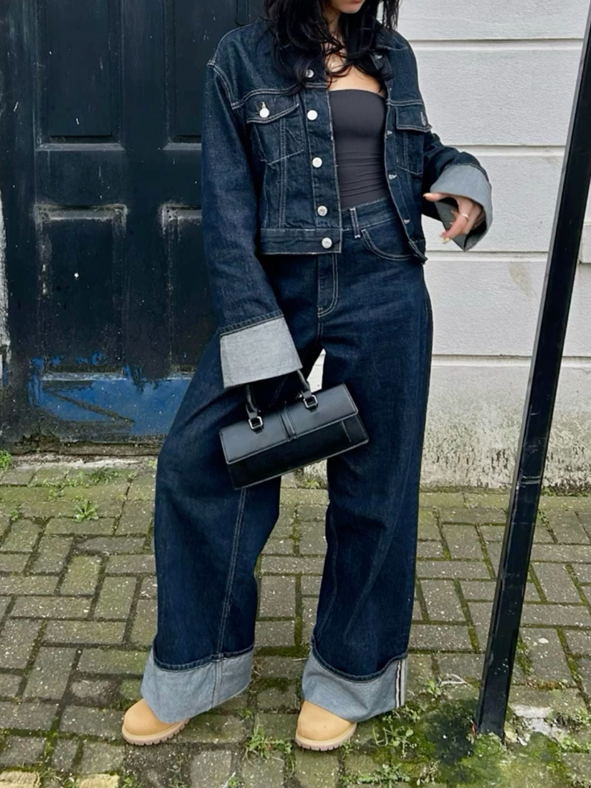 Clara – Σύνολο Denim με Σακάκι Trucker & Jeans Υψηλή Μέση