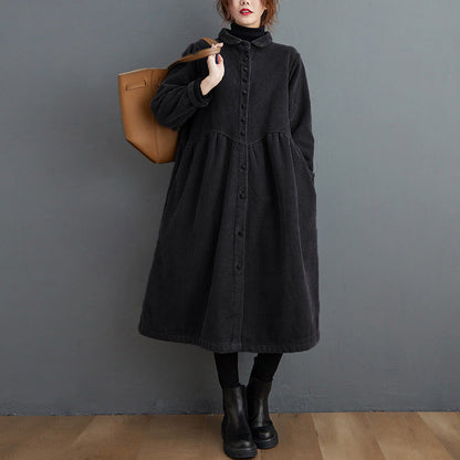 Amelia - Warm corduroy coat with a loose fit for women