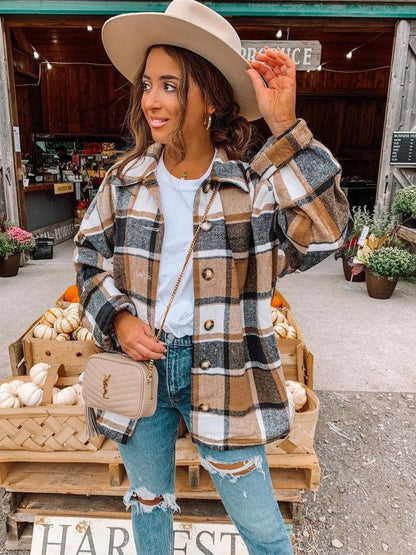 Justy - Χαλαρό, χαλαρά κομμένο φανελένιο πουκάμισο για γυναίκες