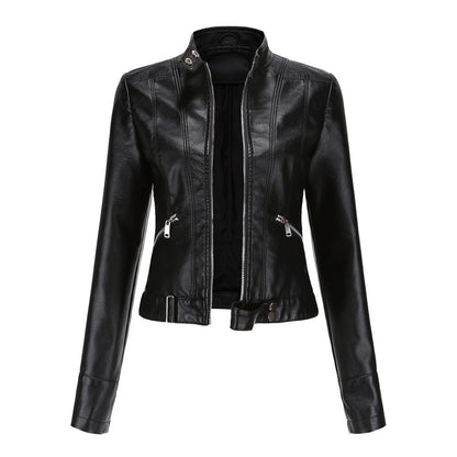 Madeline - Stylish Leather Jacket with Stand-up Collar for Women