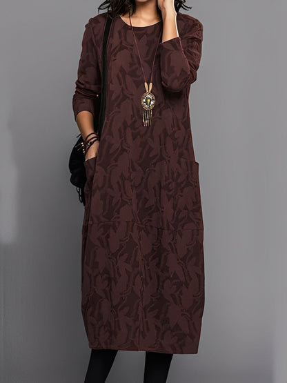 Kadence - Stylish long-sleeve dress with pattern for women