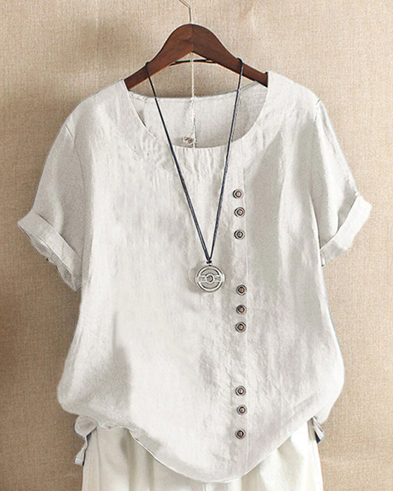 Julianny - Blouse with short sleeves and buttons front