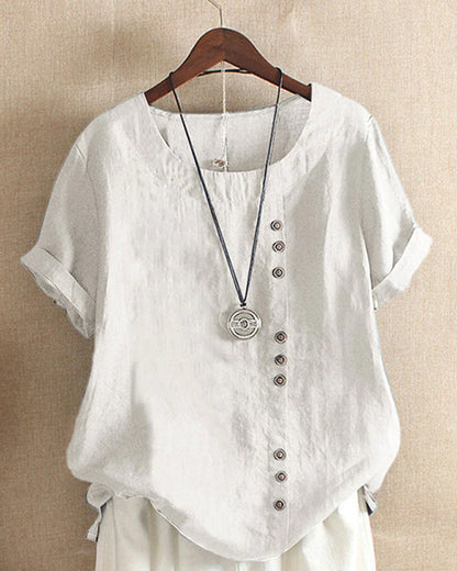 Julianny - Blouse with short sleeves and buttons front