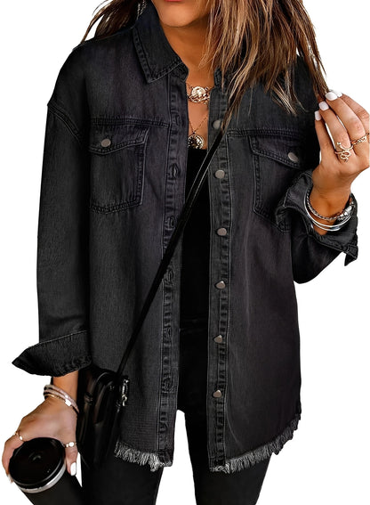 Deborah - Relaxed, washed denim jacket for women