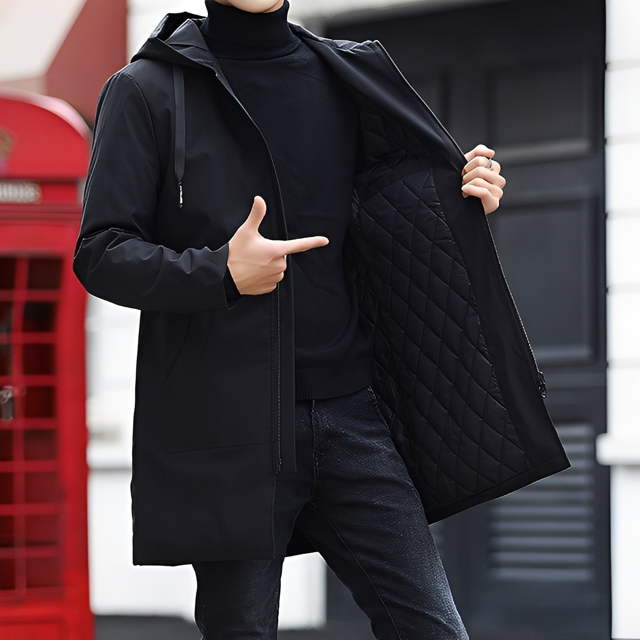 Lucas - Χαλαρό, παχύ, αδιάβροχο μπουφάν με κουκούλα για άνδρες