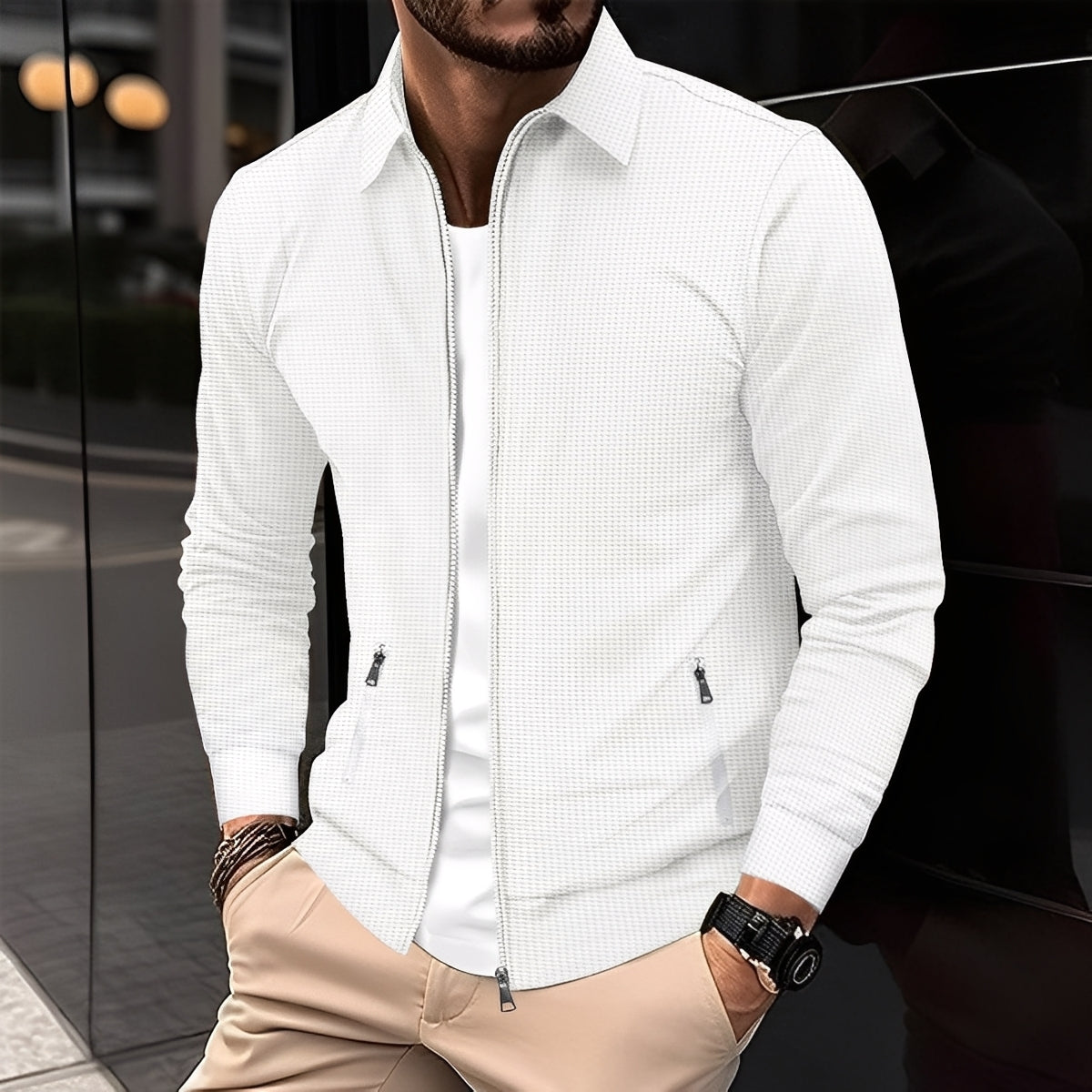 Anthony - Modern jacket with zippered pockets for men