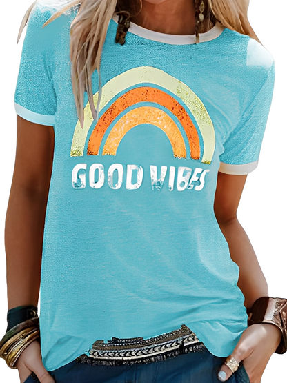 Daria - Simple T-shirt with Good Vibes print for women
