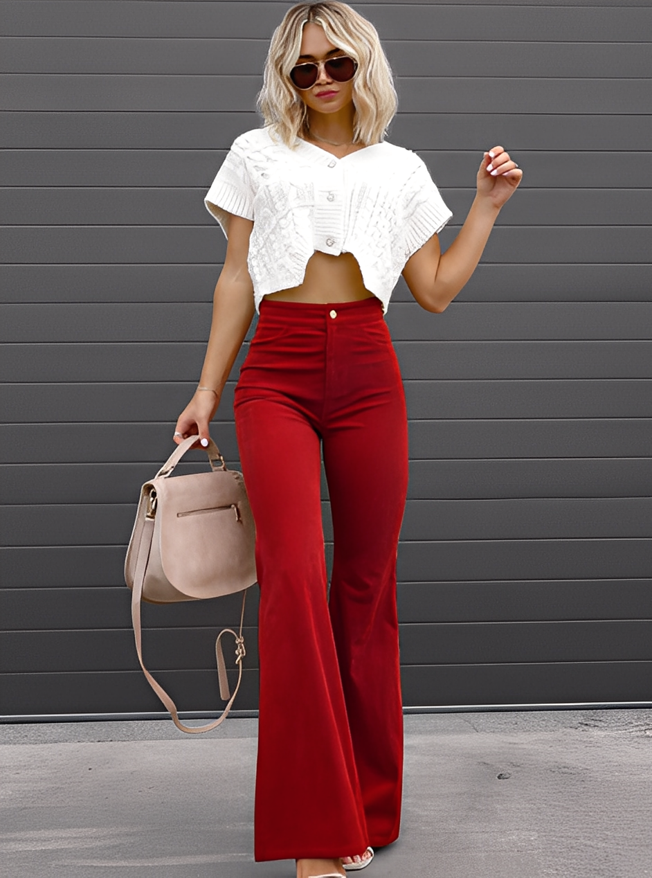 Deziree - Καθημερινή Flare Παντελόνι με Υψηλή Μέση για Γυναίκες