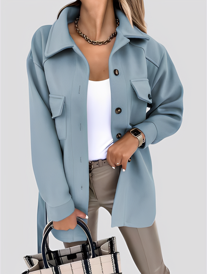 Tiffanie - Modern, lightweight wool cardigan with lapel collar for women