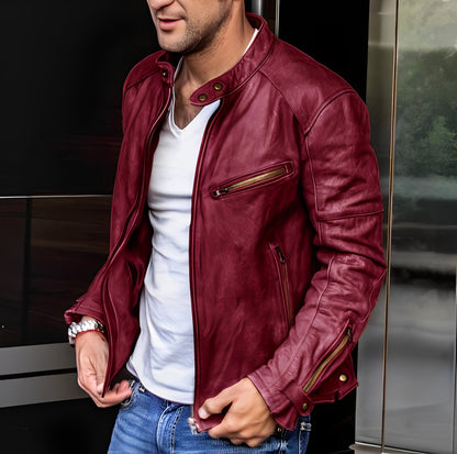 Winston - Multipurpose Leather Jacket with Stand-up Collar for Men
