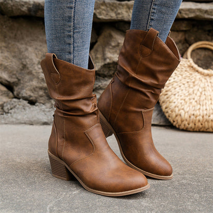 Mirabel - Classic Cowboy Leather Boots for Women