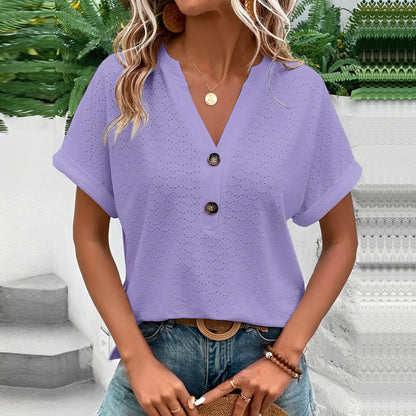 Jennifer - Stylish Short-Sleeve Top with Buttons for Women