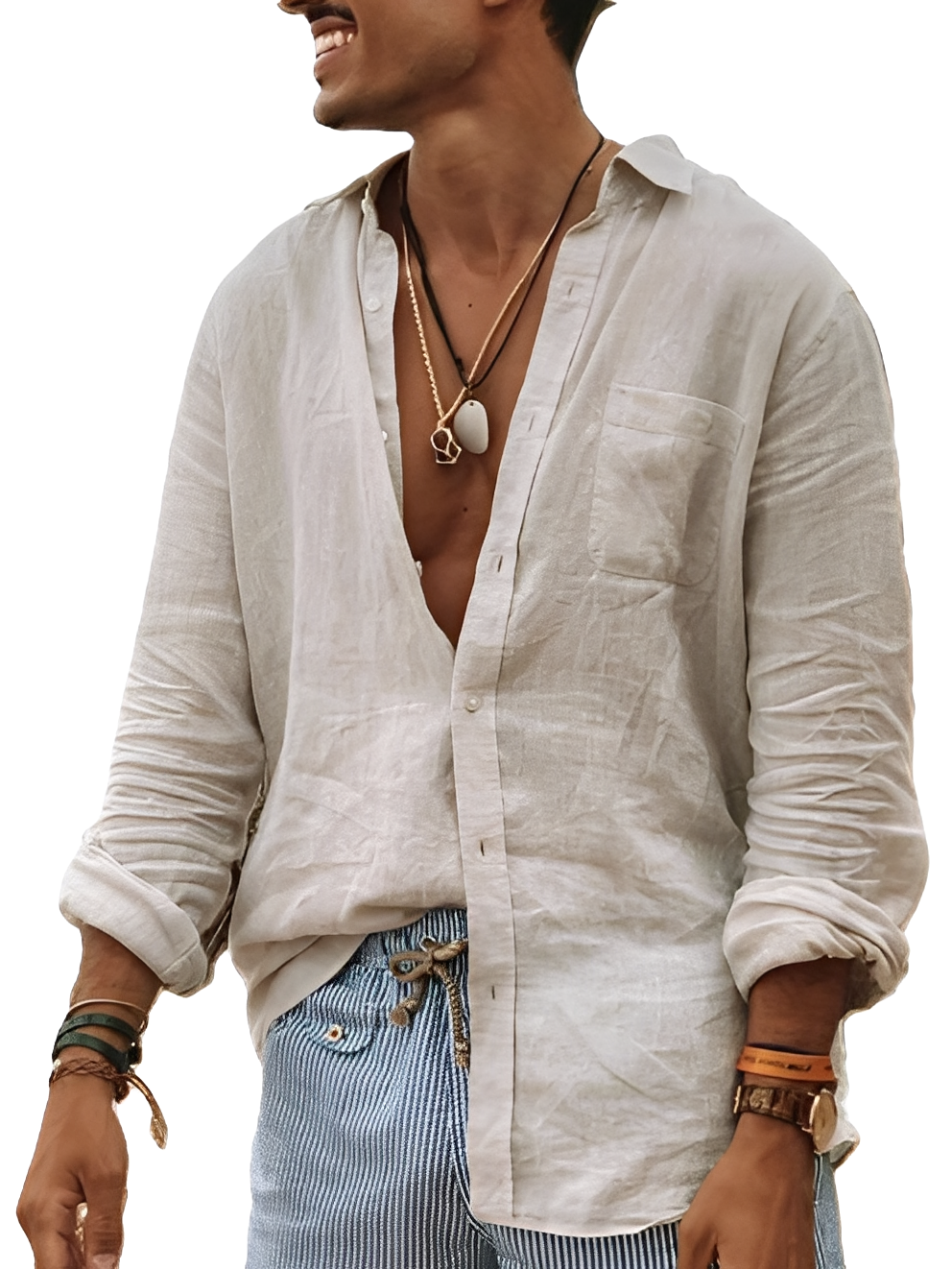 Donovan - Chemise en lin confortable et ample pour hommes