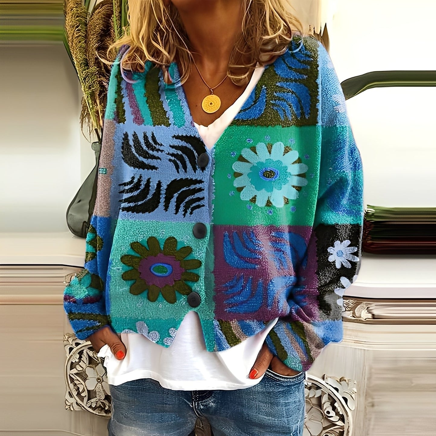 Nydia - Καθημερινό, μαλακό πουλόβερ με εκτύπωμα για γυναίκες