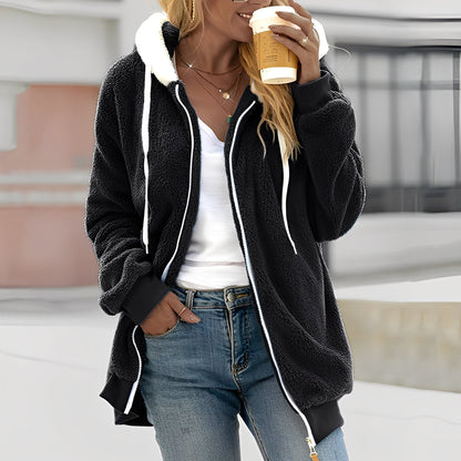 Rheanna - Warm fleece jacket with hood for women