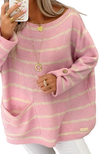 Elianna - Καθημερινός, χαλαρός ριγέ πουλόβερ για γυναίκες