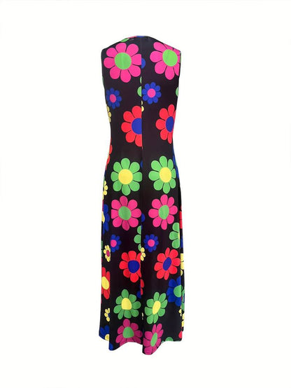 Grace - V-Neck Dress with Floral Design