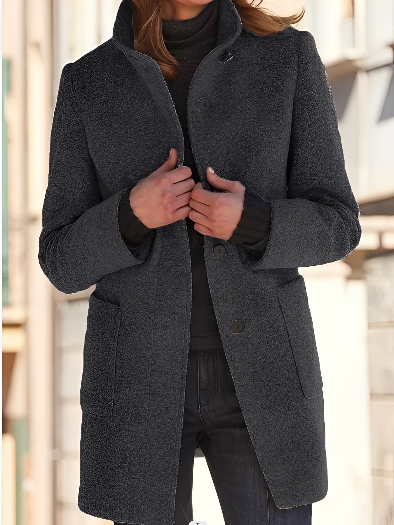 Michele - Windproof Wool Coat for Women