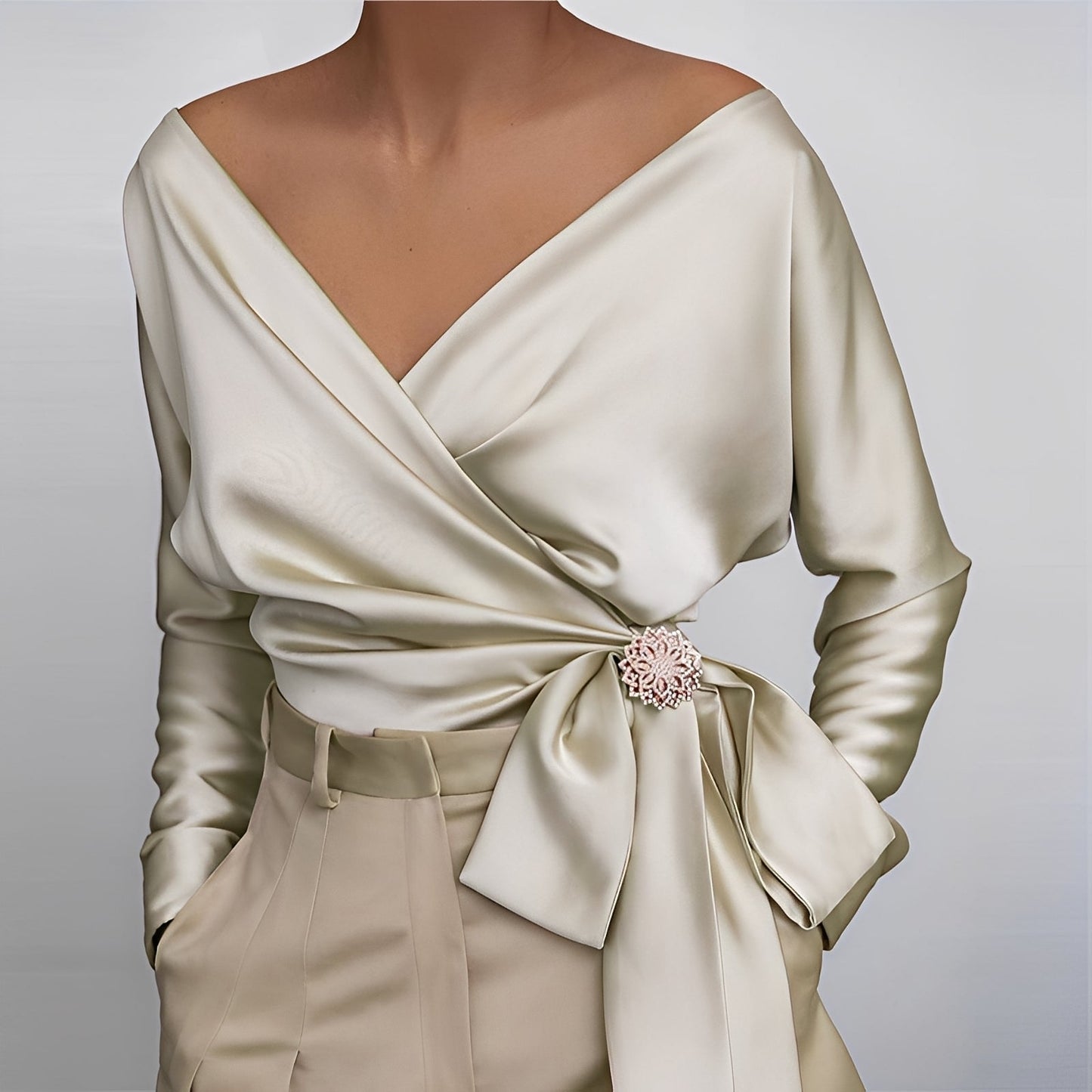 Evalyn - Ελέγαντε Μεταξωτή Μπλούζα για Γυναίκες