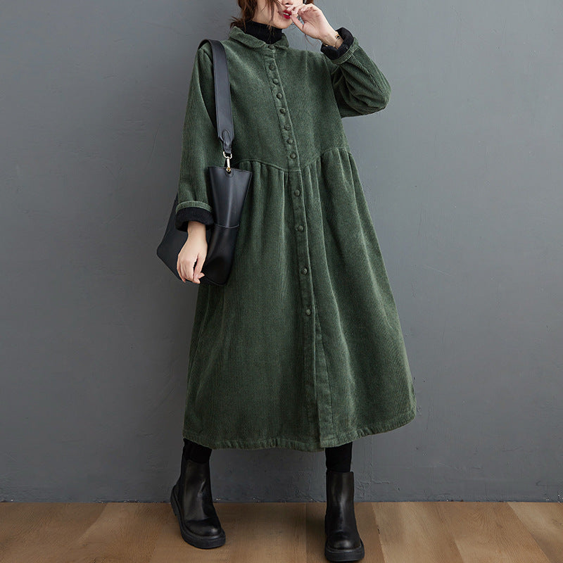 Amelia - Warm corduroy coat with a loose fit for women